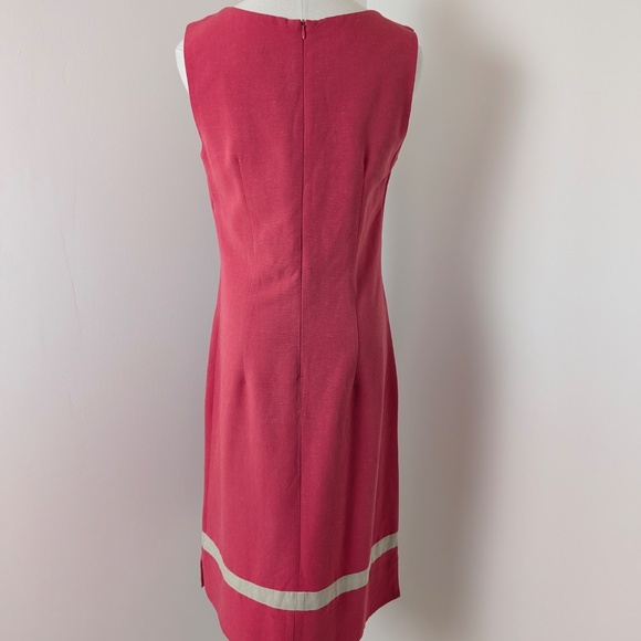 Linen Mini Dress Fitted Cleo High Neck Sleeveless Pencil Fitted Knee Length - Picture 4 of 10